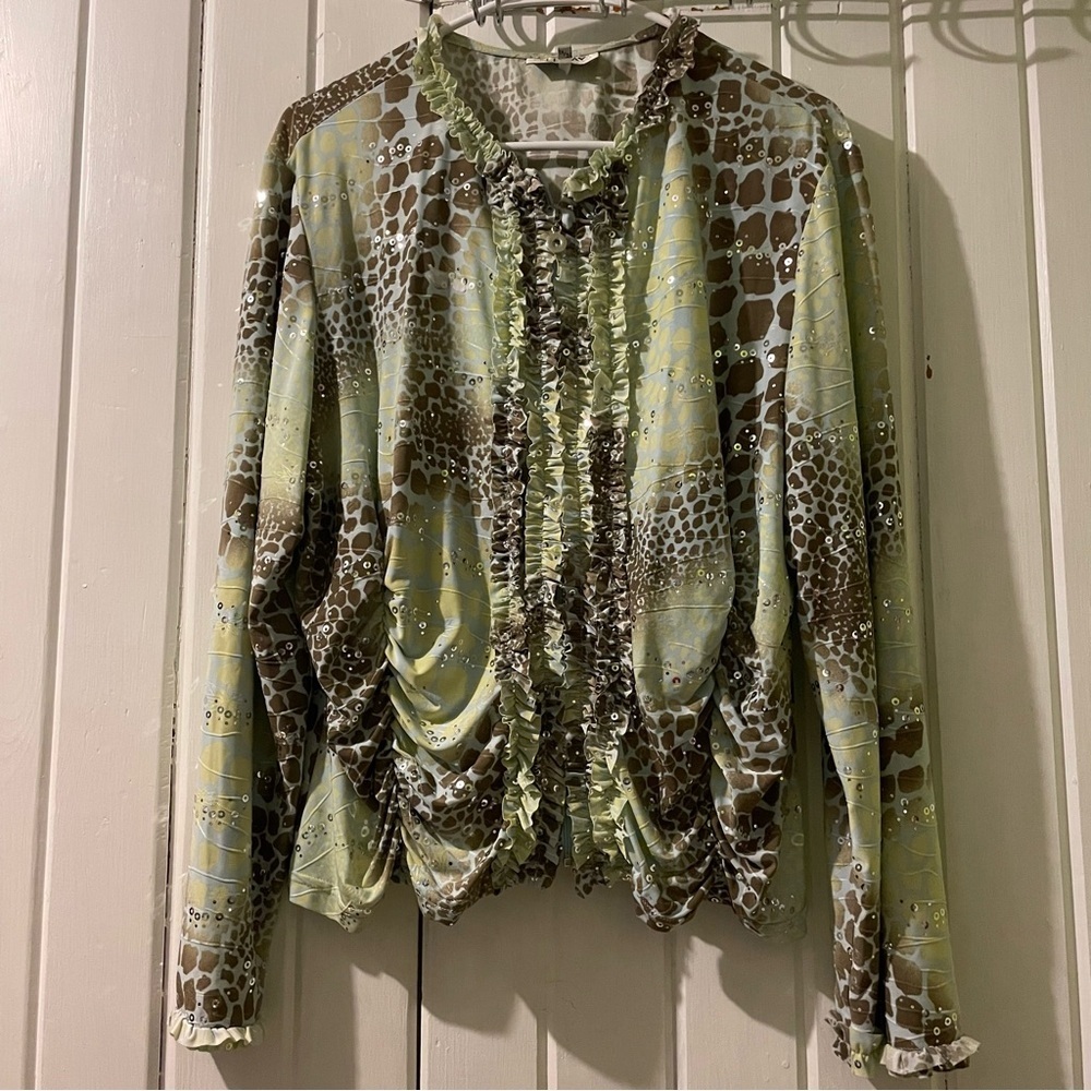 ELL JAY vintage zip blouse-X-large VGUC
